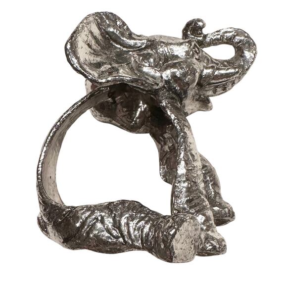 4 Vintage Arthur Court Baby Elephant Napkin Rings Holders Heavy Silvertone - Picture 5 of 10